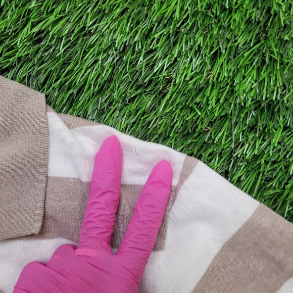 Vintage 70s California Styles Stripes Polo Shirt XS/S Purpleish Brown White USA - Picture 6 of 13